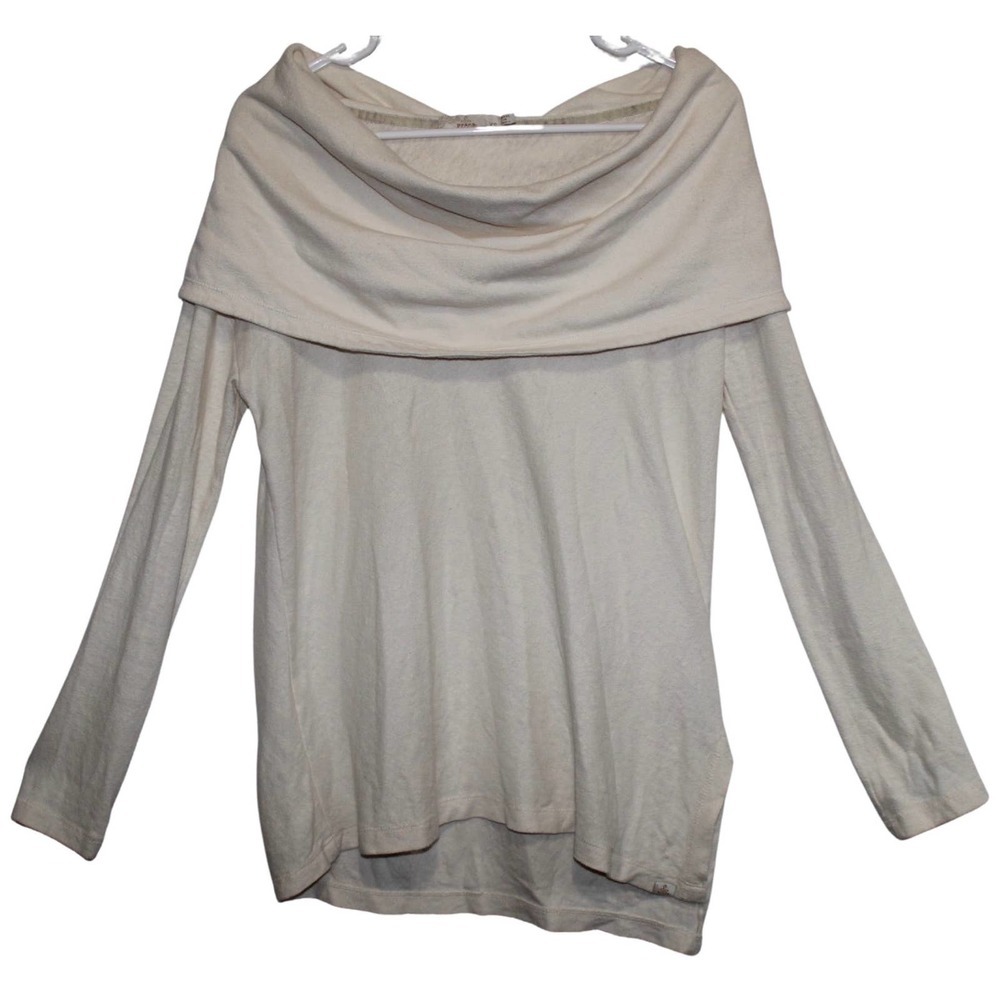 Women's Prana Cream Solid Casual Pullover Long Sleeve Cowl Neck Sweater Size XS